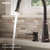image:imageMoen 87042SRS Edison OneHandle High Arc Kitchen Faucet with Side Sprayer and Soap Dispenser 4Hole Spot Resist StainlessMediterranean Bronze