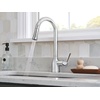 image:imageMoen Adler Matte Black OneHandle High Arc Kitchen Sink Faucet with Power Clean Modern Kitchen Faucet with Pull Down Sprayer 87233BLChrome