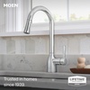 image:imageMoen Adler Matte Black OneHandle High Arc Kitchen Sink Faucet with Power Clean Modern Kitchen Faucet with Pull Down Sprayer 87233BLChrome