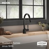 image:imageMoen Adler Matte Black OneHandle High Arc Kitchen Sink Faucet with Power Clean Modern Kitchen Faucet with Pull Down Sprayer 87233BLMatte Black