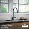 image:imageMoen Adler Matte Black OneHandle High Arc Kitchen Sink Faucet with Power Clean Modern Kitchen Faucet with Pull Down Sprayer 87233BLMatte Black