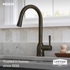 image:imageMoen Adler Matte Black OneHandle High Arc Kitchen Sink Faucet with Power Clean Modern Kitchen Faucet with Pull Down Sprayer 87233BLMediterranean Bronze