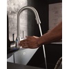 image:imageMoen Adler Matte Black OneHandle High Arc Kitchen Sink Faucet with Power Clean Modern Kitchen Faucet with Pull Down Sprayer 87233BLSpot Resist Stainless