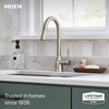 image:imageMoen Adler Matte Black OneHandle High Arc Kitchen Sink Faucet with Power Clean Modern Kitchen Faucet with Pull Down Sprayer 87233BLSpot Resist Stainless