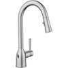 image:imageMoen Adler Matte Black OneHandle High Arc Kitchen Sink Faucet with Power Clean Modern Kitchen Faucet with Pull Down Sprayer 87233BLSpot Resist Stainless