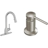 image:imageMoen Adler Matte Black OneHandle High Arc Kitchen Sink Faucet with Power Clean Modern Kitchen Faucet with Pull Down Sprayer 87233BLSpot Resist Stainless