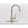 image:imageMoen Adler Matte Black OneHandle High Arc Kitchen Sink Faucet with Power Clean Modern Kitchen Faucet with Pull Down Sprayer 87233BLSpot Resist Stainless
