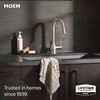 image:imageMoen Adler Matte Black OneHandle High Arc Kitchen Sink Faucet with Power Clean Modern Kitchen Faucet with Pull Down Sprayer 87233BLSpot Resist Stainless