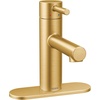 image:imageMoen Align Brushed Nickel OneHandle Modern Bathroom Faucet with Drain Assembly and Optional Deckplate 6190BNBrushed Gold
