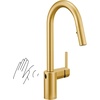image:imageMoen Align Spot Resist Stainless Pulldown Kitchen Faucet Single Hole Modern Spring Style with PreRinse and Power Boost Pull Down Sprayer Easy Installation 5923SRSBrushed Gold