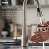 image:imageMoen Align Spot Resist Stainless Pulldown Kitchen Faucet Single Hole Modern Spring Style with PreRinse and Power Boost Pull Down Sprayer Easy Installation 5923SRSMatte Black