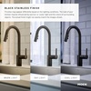 image:imageMoen Align Spot Resist Stainless Pulldown Kitchen Faucet Single Hole Modern Spring Style with PreRinse and Power Boost Pull Down Sprayer Easy Installation 5923SRSBlack Stainless