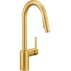 image:imageMoen Align Spot Resist Stainless Pulldown Kitchen Faucet Single Hole Modern Spring Style with PreRinse and Power Boost Pull Down Sprayer Easy Installation 5923SRSBrushed Gold