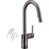 image:imageMoen Align Spot Resist Stainless Pulldown Kitchen Faucet Single Hole Modern Spring Style with PreRinse and Power Boost Pull Down Sprayer Easy Installation 5923SRSBlack Stainless