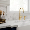 image:imageMoen Align Spot Resist Stainless Pulldown Kitchen Faucet Single Hole Modern Spring Style with PreRinse and Power Boost Pull Down Sprayer Easy Installation 5923SRSBrushed Gold
