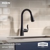 image:imageMoen Arbor Spot Resist Stainless Motionsense Wave Sensor Touchless OneHandle Single Hole Kitchen Sink Faucet 7594EWSRSMatte Black