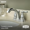 image:imageMoen Brantford Chrome TwoHandle LowArc Traditional Centerset Bathroom Faucet with Drain Assembly 6610Faucet