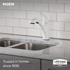 image:imageMoen Brecklyn Glacier White OneHandle SingleHole Kitchen Faucet with PullOut Sprayer and Power Clean Optional Deckplate Included 87557WGlacier