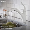 image:imageMoen Brecklyn Glacier White OneHandle SingleHole Kitchen Faucet with PullOut Sprayer and Power Clean Optional Deckplate Included 87557WGlacier