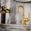 image:imageMoen Brushed Gold Colinet OneHandle Single Hole Traditional Bathroom Sink Faucet S44101BG