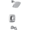 image:imageMoen Conway Spot Resist Brushed Nickel Bathroom Shower Trim Kit with Square Showerhead Handle Tub Spout and PosiTemp Valve Included 82922SRNChrome