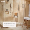 image:imageMoen DN7110 Home Care FoldDown Shower Chair Teak Wood Bench with Stainless Steel amp Aluminum Frame WallMounted ADA Compliant Supports up to 400 lbsTeak Wood