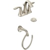 image:imageMoen Eva Brushed Nickel TwoHandle 4Inch Centerset Bathroom Faucet with Drain Assembly Bathroom Faucets for Sink 3Hole 6410BNBrushed Nickel