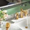 image:imageMoen Flara Brushed Gold Two Handle 8 in Widespread Cross Handle Bathroom Faucet Trim Kit Valve Required Sold Separately TS6985BG