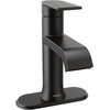 image:imageMoen Genta LX Matte Black OneHandle Modern Bathroom Sink Faucet with Optional Deckplate and LowArc Spout for Bath Countertop 6702BLMatte Black