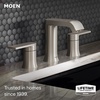 image:imageMoen Genta LX TwoHandle High Arc Widespread Bathroom Sink Faucet for 3Hole Setups Valve Included Brushed Nickel TV6708BNBrushed Nickel