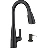 image:imageMoen Haelyn Matte Black Kitchen Faucet Featuring Pulldown Sprayer with Power Boost for a Faster Clean Modern Kitchen Faucet SingleHandle Easy Installation 87627BLMatte Black