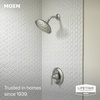 image:imageMoen Halle Spot Resist Brushed Nickel Shower Faucet Trim Set featuring Wide Showerhead and Lever Handle with PosiTemp Valve Included 82971SRN