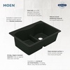 image:imageMoen Host White Granite 25Inch Wide x 95Inch Deep Dual Mount Single Bowl Kitchen or Bar Sink GGW3019BGray