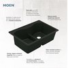 image:imageMoen Host White Granite 33Inch Wide x 95Inch Deep Undermount Double Bowl Kitchen Sink GGW4012BWhite