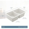 image:imageMoen Host White Granite 33Inch Wide x 95Inch Deep Undermount Double Bowl Kitchen Sink GGW4012BWhite