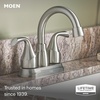image:imageMoen Idora Chrome TwoHandle Centerset Bathroom Sink Faucet with Drain Assembly 84115Brushed Nickel