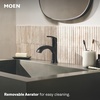 image:imageMoen Karis Spot Resist Brushed Nickel OneHandle Single Hole Bathroom Sink Faucet with Optional Deck Plate 84346SRNMatte Black