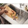image:imageMoen Luxe Chef 18Gauge Stainless Steel Undermount 32 x 19 Single Bowl Workstation Sink Includes Cutting Board Flexible Drying Rack Colander Bottom Sink Grid and Drain GS181020BUX