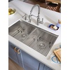 image:imageMoen Luxe Chef 18Gauge Stainless Steel Undermount Apron Front 33 x 22 Single Bowl Workstation Sink Includes Cutting Board Flexible Drying Rack Colander Bottom Sink Grid and Drain GS181050BUXUndermount