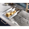 image:imageMoen Luxe Chef 18Gauge Stainless Steel Undermount Apron Front 33 x 22 Single Bowl Workstation Sink Includes Cutting Board Flexible Drying Rack Colander Bottom Sink Grid and Drain GS181050BUXDual Mount