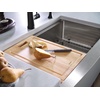 image:imageMoen Luxe Chef 18Gauge Stainless Steel Undermount Apron Front 33 x 22 Single Bowl Workstation Sink Includes Cutting Board Flexible Drying Rack Colander Bottom Sink Grid and Drain GS181050BUXUndermount