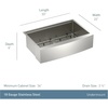 image:imageMoen Luxe Chef 18Gauge Stainless Steel Undermount Apron Front 33 x 22 Single Bowl Workstation Sink Includes Cutting Board Flexible Drying Rack Colander Bottom Sink Grid and Drain GS181050BUXUndermount