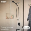 image:imageMoen Meena Matte Black Single Handle Modern Shower Faucet Set with Handshower and Tub Spout for Bathtub Valve Included 82618BLMatte Black