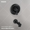image:imageMoen Meena Matte Black Single Handle Modern Shower Faucet Set with Handshower and Tub Spout for Bathtub Valve Included 82618BLMatte Black