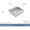 image:imageMoen Prep 18Gauge Stainless Steel DropIn 25 x 22 x 55 Single Bowl Kitchen Sink with Rear Drain GS181733B