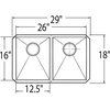 image:imageMoen Prep 18Gauge Stainless Steel Undermount 29 x 18 Double Bowl Kitchen Sink G18288