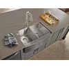 image:imageMoen Prep 18Gauge Stainless Steel Undermount Farmhouse Apron Front 30 x 21 Double Bowl Kitchen Sink G18220