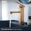 image:imageMoen Revyl Matte Black OneHandle Single Hole Modern Bathroom Sink Faucet with Optional Deckplate and Spring Loaded Drain Assembly 84771BLBronzed Gold