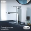 image:imageMoen Revyl Matte Black OneHandle Single Hole Modern Bathroom Sink Faucet with Optional Deckplate and Spring Loaded Drain Assembly 84771BLChrome