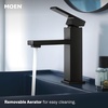 image:imageMoen Revyl Matte Black OneHandle Single Hole Modern Bathroom Sink Faucet with Optional Deckplate and Spring Loaded Drain Assembly 84771BLMatte Black